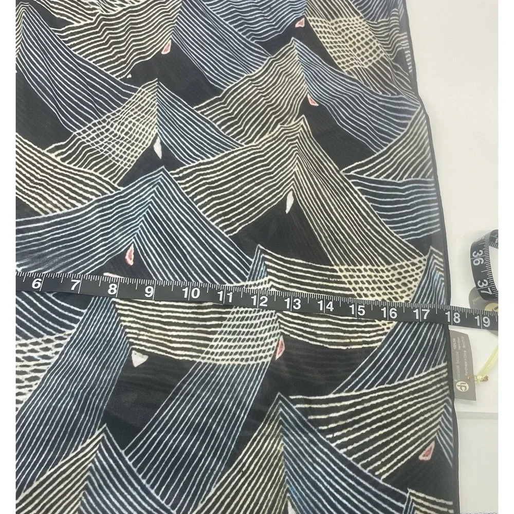 Cocoon House Silk Scarf Women's Rectangle 18x60 Geometric Handmade Gray Boho New